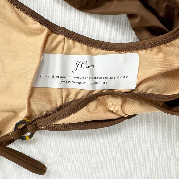 J Crew Women's O Ring Curved Waist Cheeky String Bikini Bottom 3X Brown BF173 - Picture 4 of 10